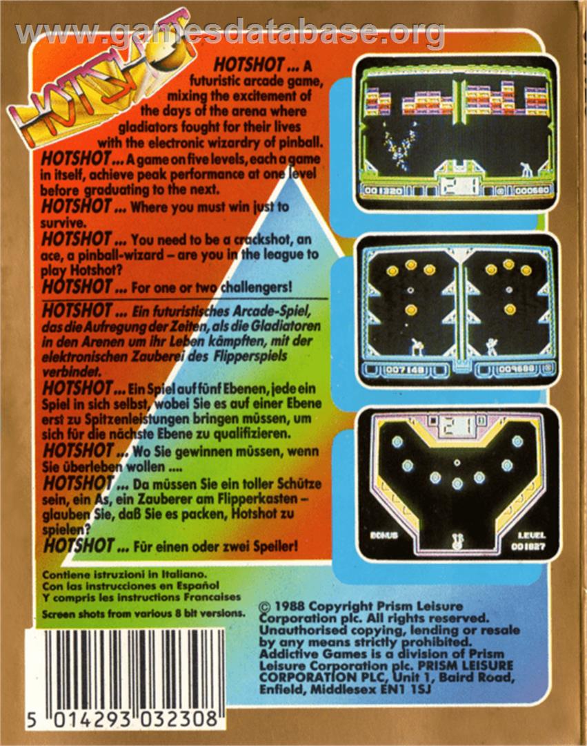 Hotshot - Commodore 64 - Artwork - Box Back