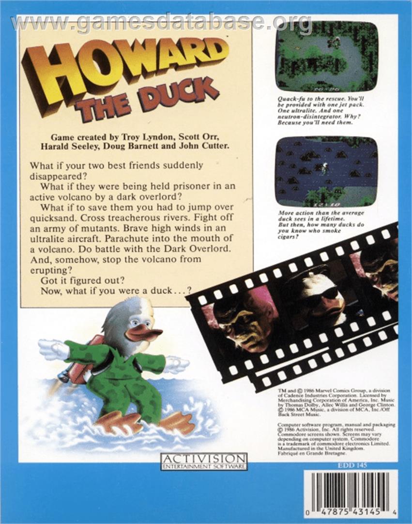 Howard the Duck - Commodore 64 - Artwork - Box Back