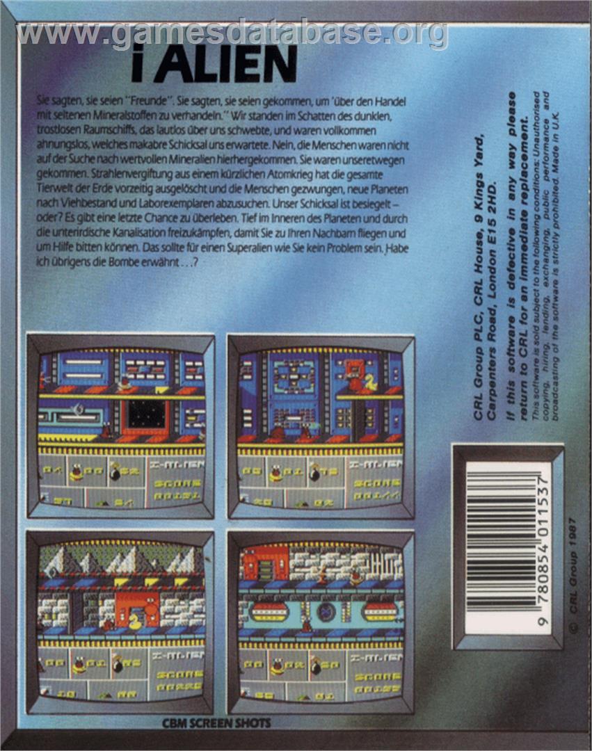 I-Alien - Commodore 64 - Artwork - Box Back