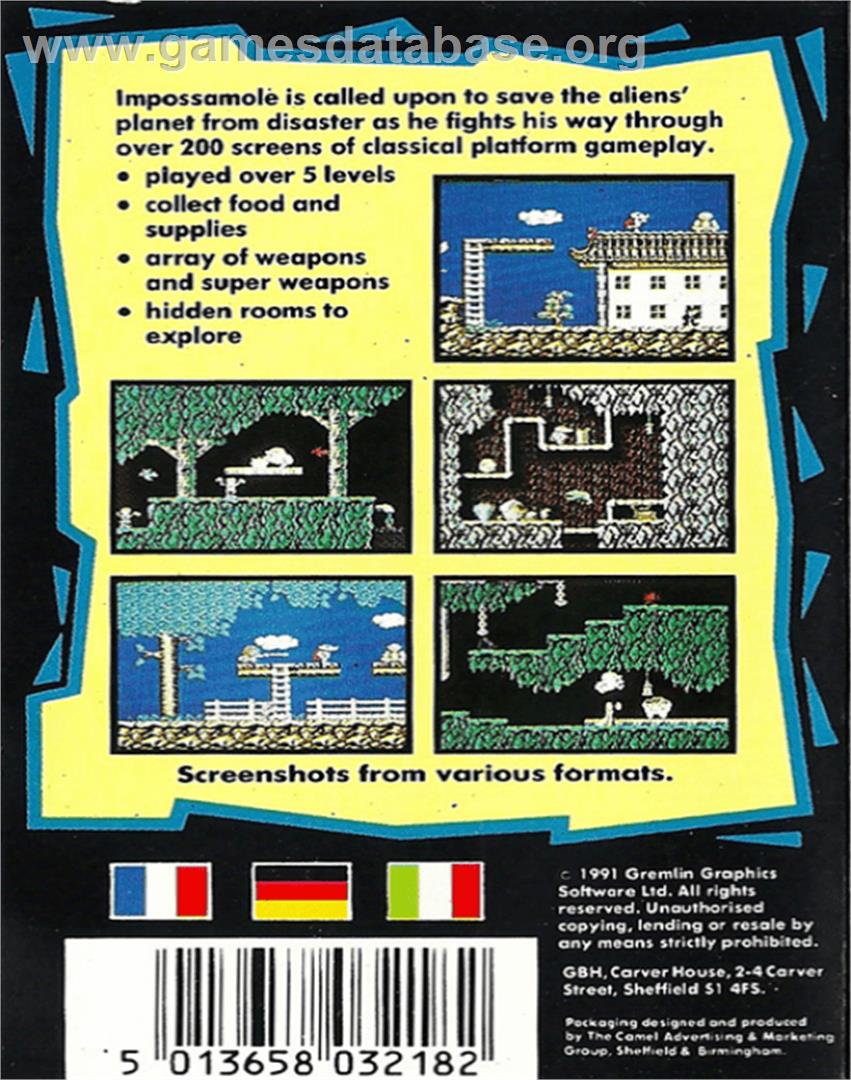 Impossamole - Commodore 64 - Artwork - Box Back
