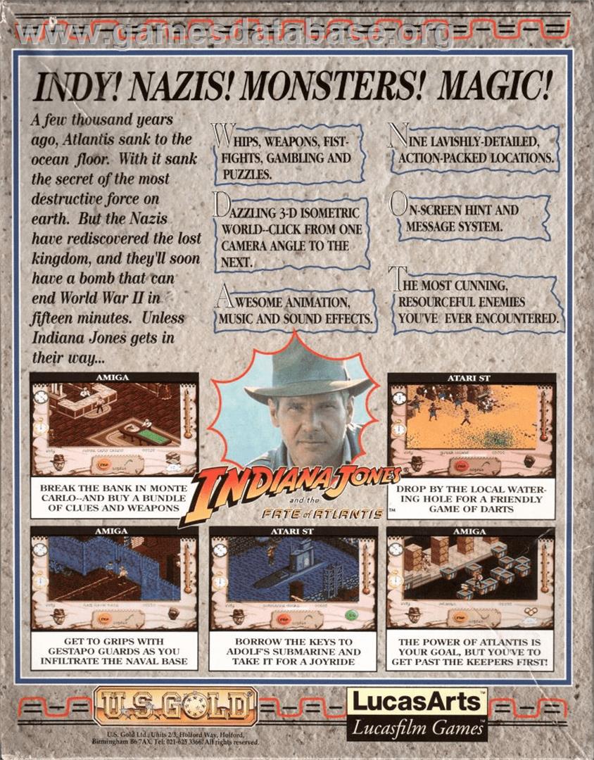 Indiana Jones and The Fate of Atlantis: The Action Game - Commodore 64 - Artwork - Box Back