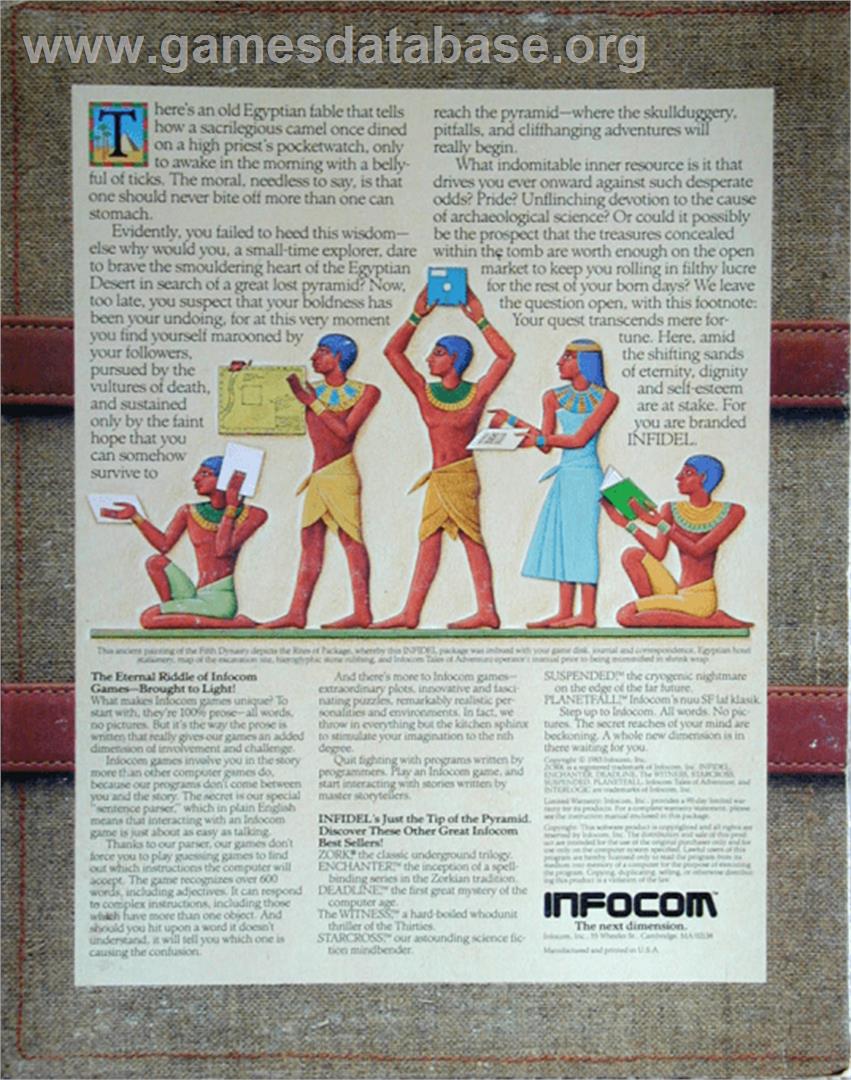 Infidel - Commodore 64 - Artwork - Box Back