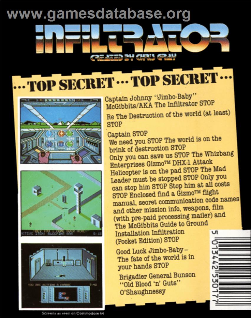 Infiltrator - Commodore 64 - Artwork - Box Back