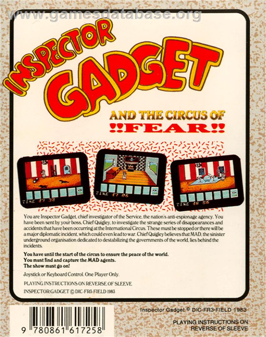 Inspector Gadget and the Circus of Fear - Commodore 64 - Artwork - Box Back