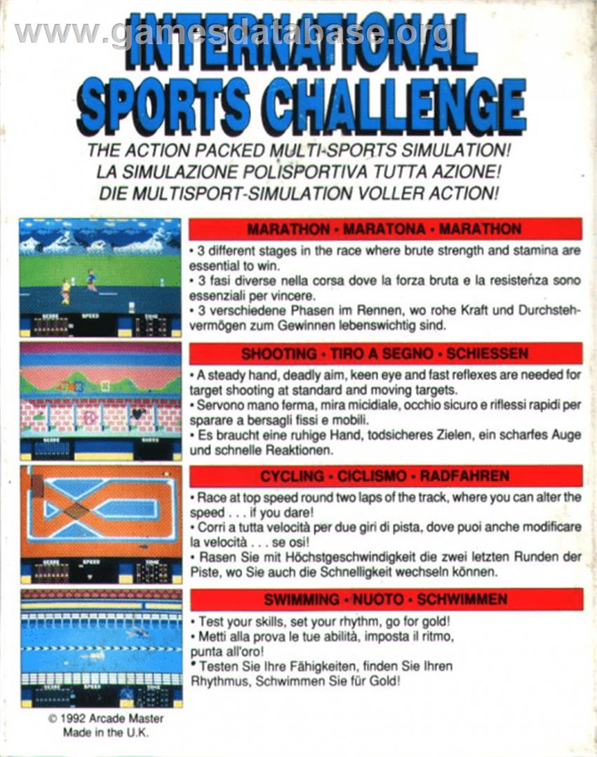 International Sports Challenge - Commodore 64 - Artwork - Box Back