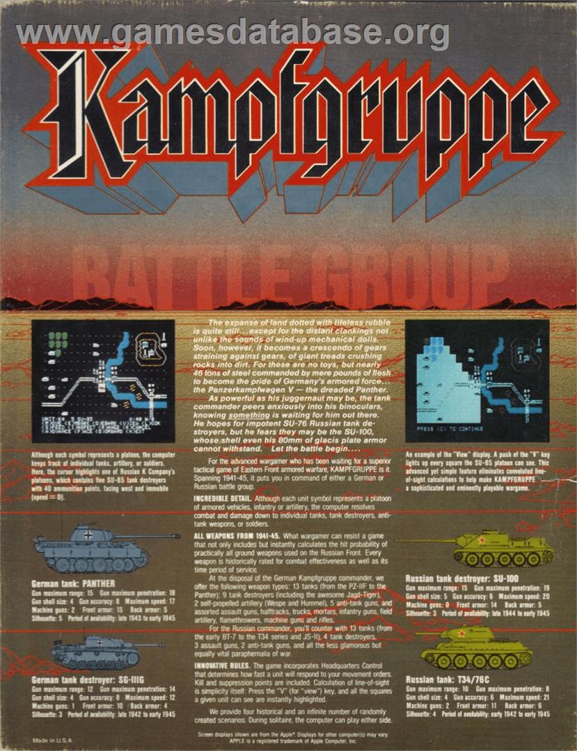 Kampfgruppe - Commodore 64 - Artwork - Box Back