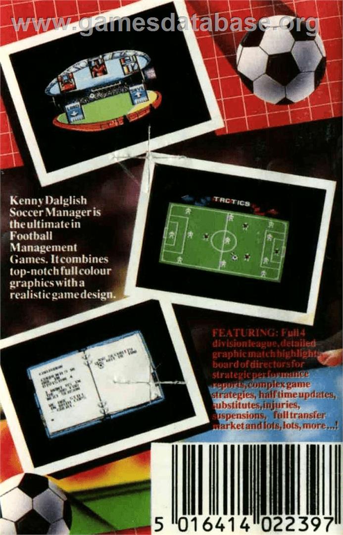 Kenny Dalglish Soccer Manager - Commodore 64 - Artwork - Box Back