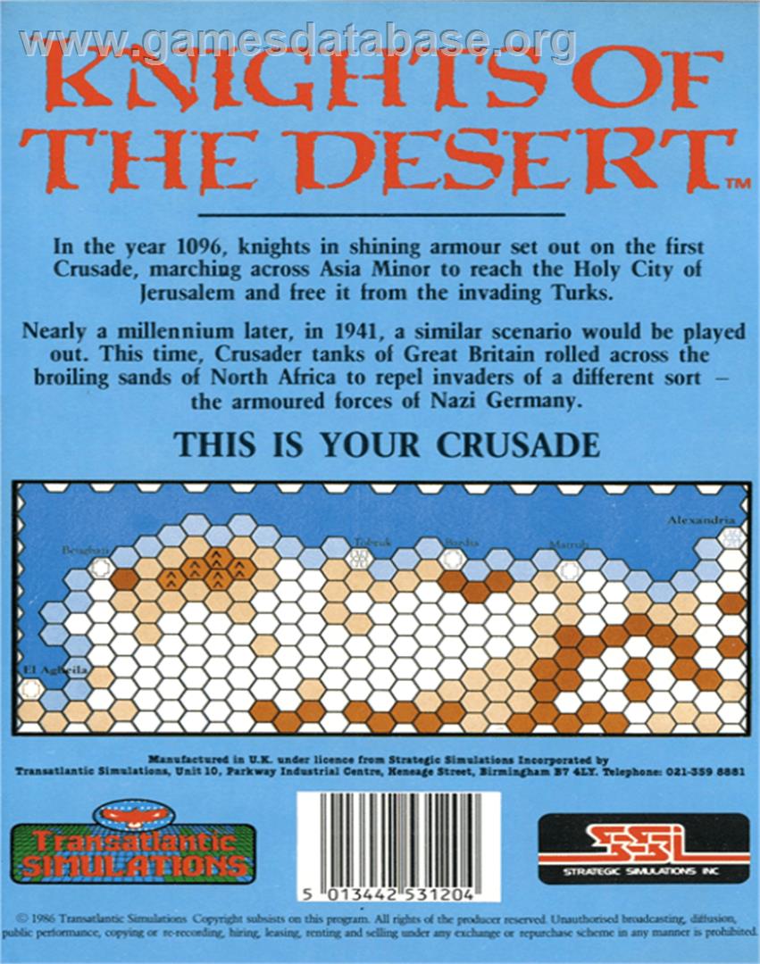 Knights of the Desert: The North African Campaign of 1941-1943 - Commodore 64 - Artwork - Box Back
