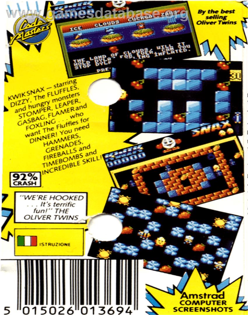Kwik Snax - Commodore 64 - Artwork - Box Back