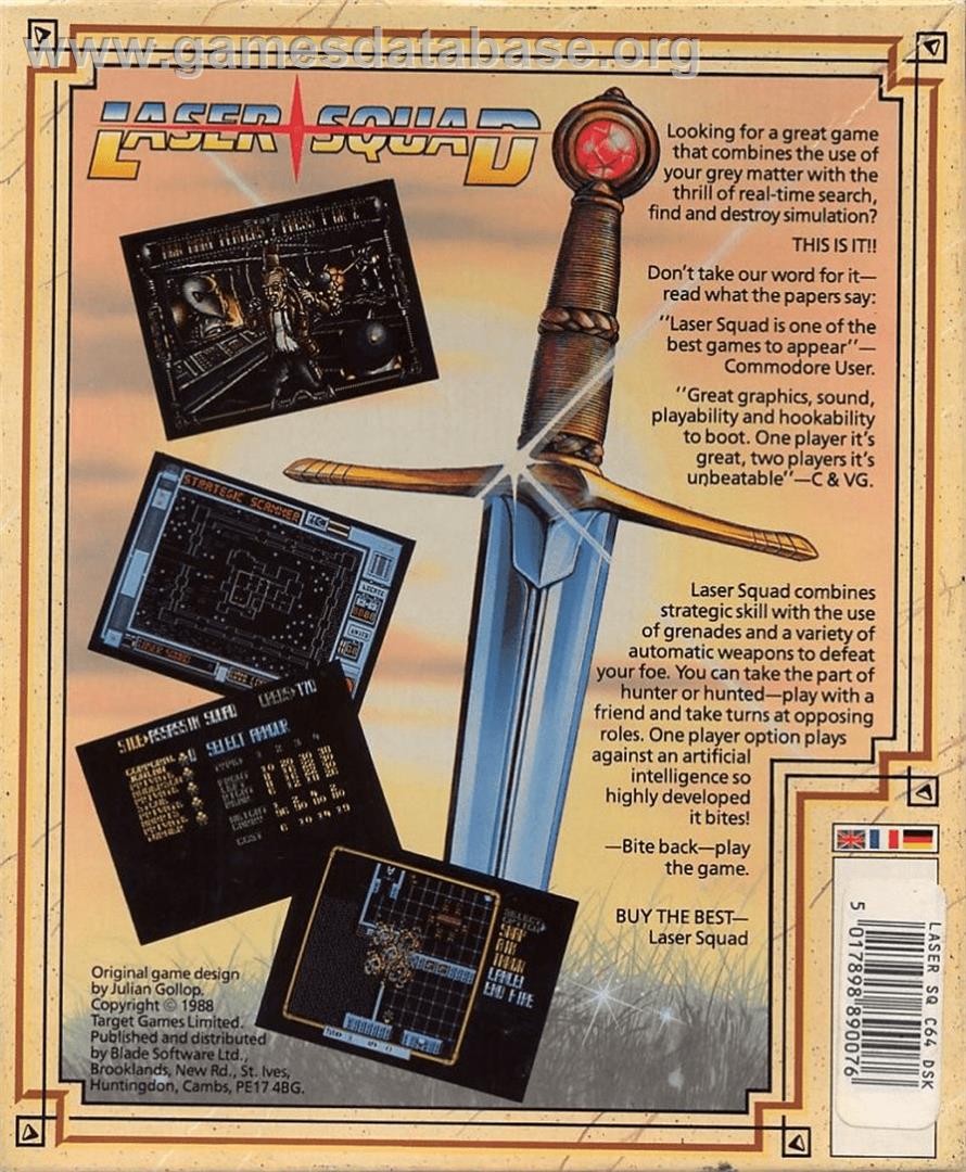 Laser Squad - Commodore 64 - Artwork - Box Back