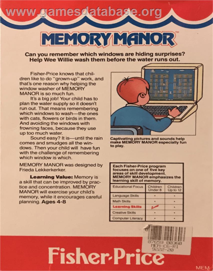 Memory Manor - Commodore 64 - Artwork - Box Back