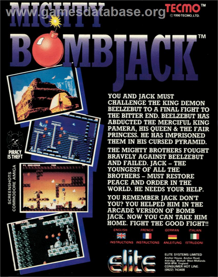 Mighty Bombjack - Commodore 64 - Artwork - Box Back