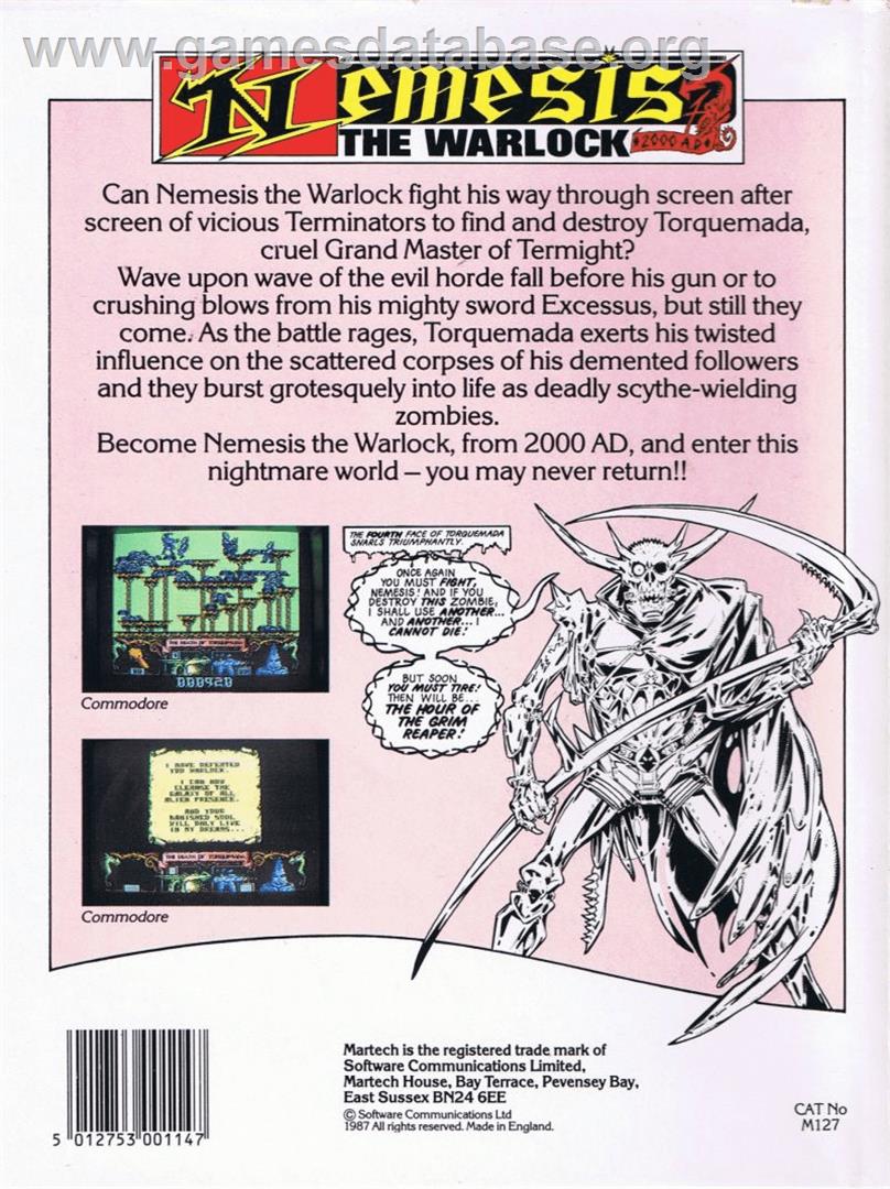 Nemesis the Warlock - Commodore 64 - Artwork - Box Back