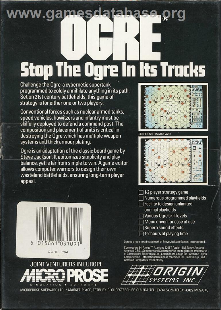 Ogre - Commodore 64 - Artwork - Box Back