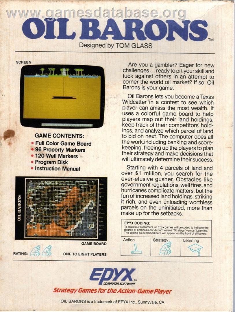 Oil Barons - Commodore 64 - Artwork - Box Back