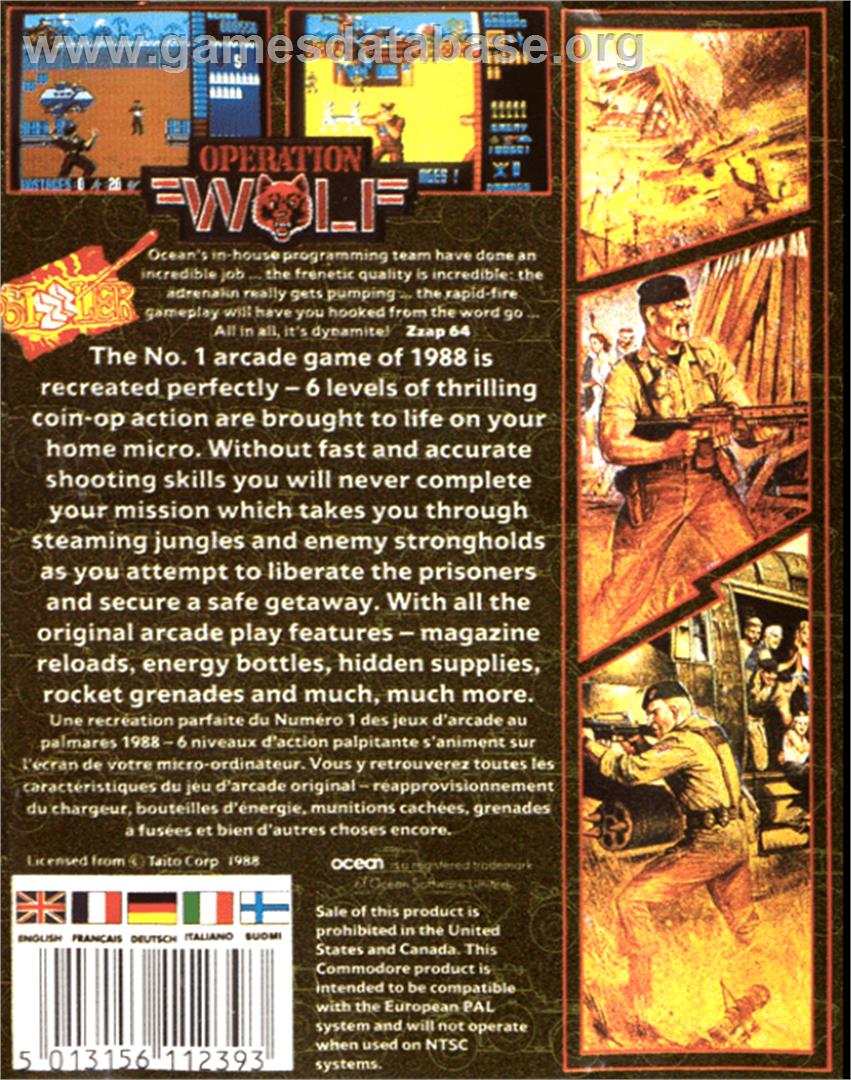 Operation Wolf - Commodore 64 - Artwork - Box Back