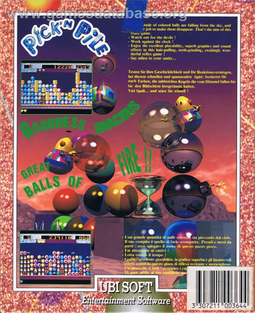 Pick 'n Pile - Commodore 64 - Artwork - Box Back