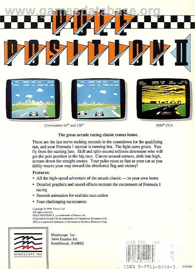 Pole Position II - Commodore 64 - Artwork - Box Back