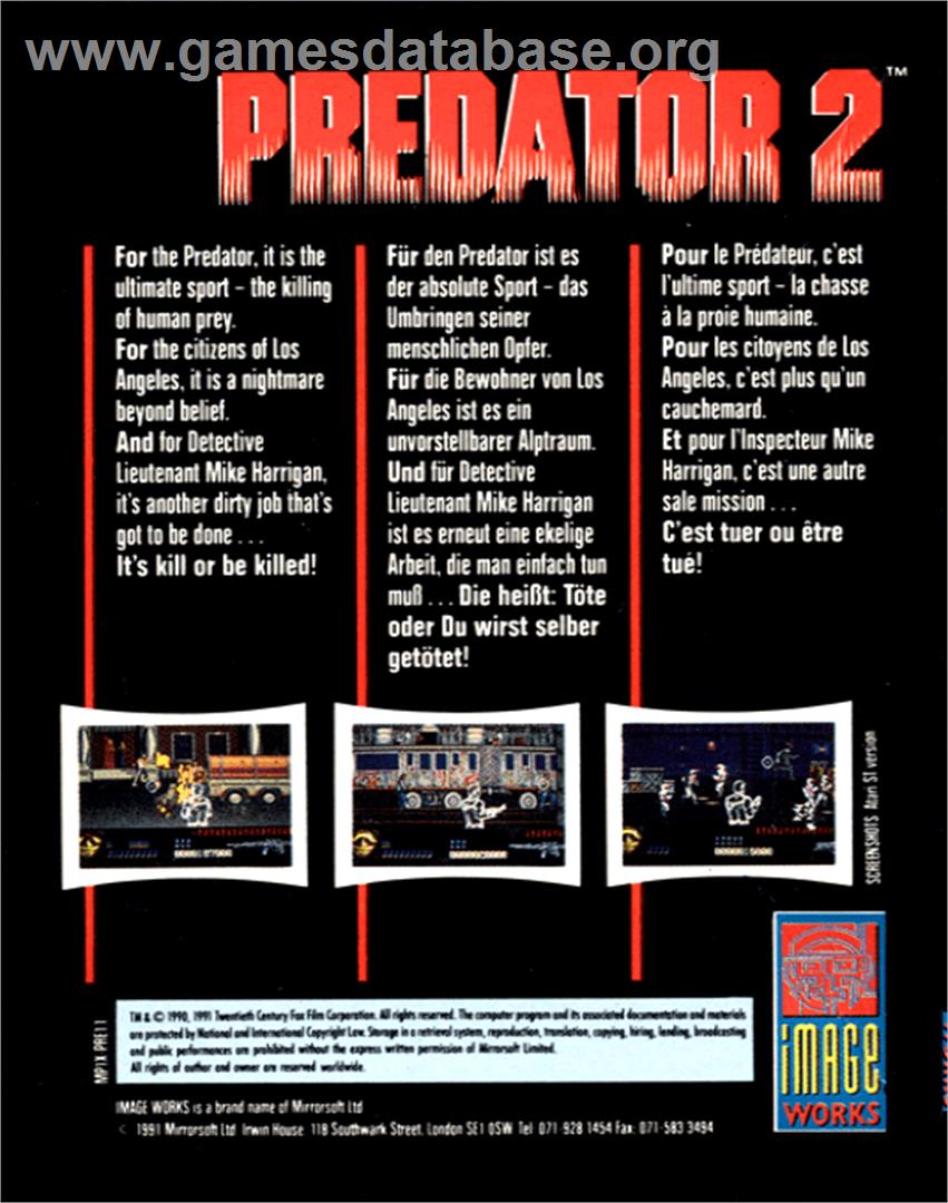 Predator 2 - Commodore 64 - Artwork - Box Back