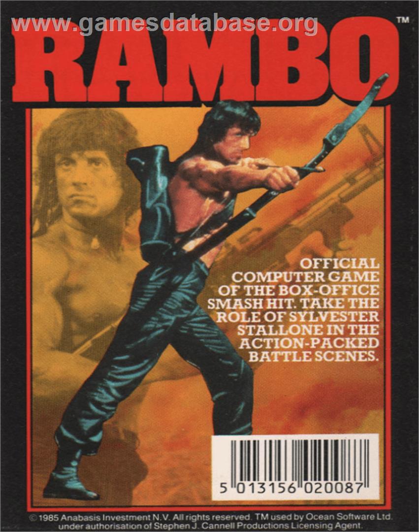 Rambo: First Blood Part II - Commodore 64 - Artwork - Box Back