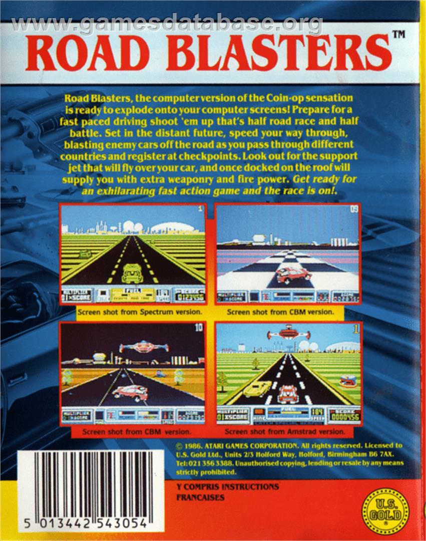 RoadBlasters - Commodore 64 - Artwork - Box Back