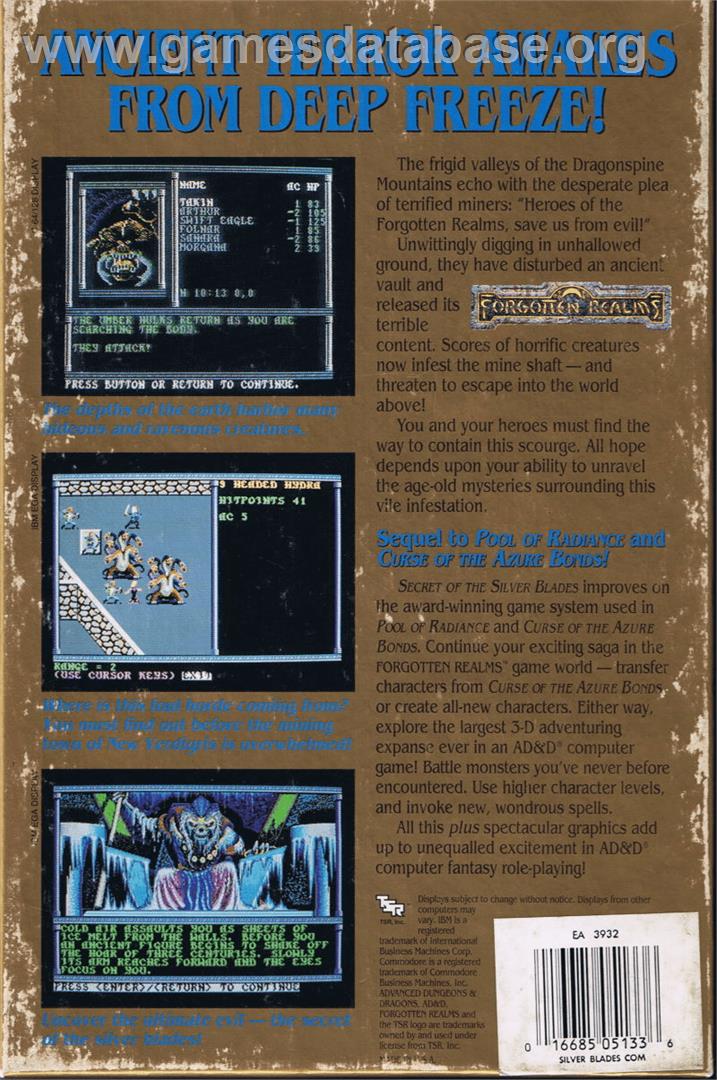 Secret of the Silver Blades - Commodore 64 - Artwork - Box Back