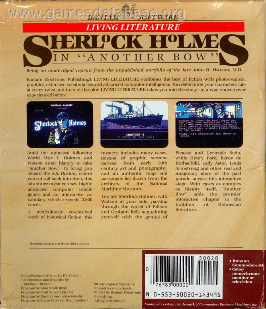 Sherlock Holmes: Another Bow - Commodore 64 - Artwork - Box Back