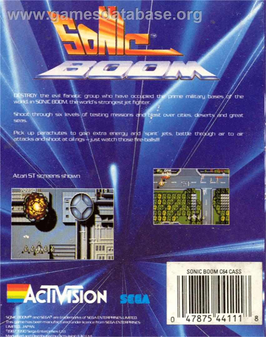 Sonic Boom - Commodore 64 - Artwork - Box Back