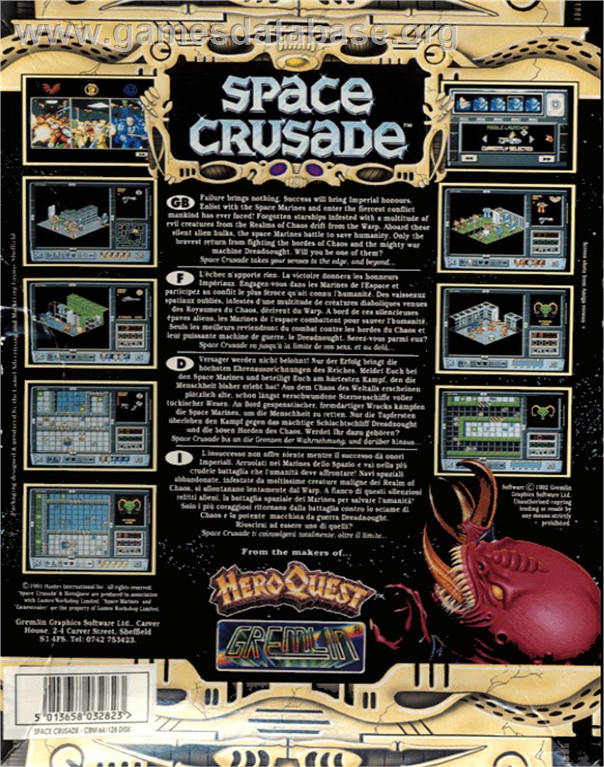 Space Crusade - Commodore 64 - Artwork - Box Back