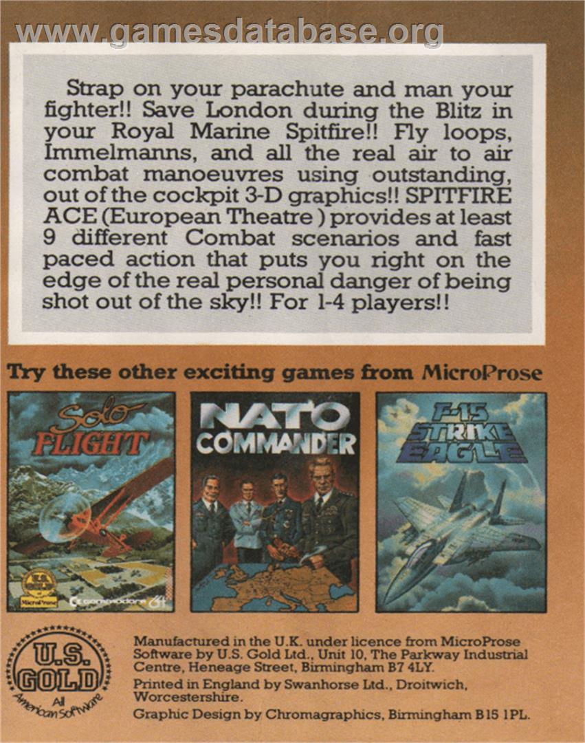 Spitfire Ace - Commodore 64 - Artwork - Box Back