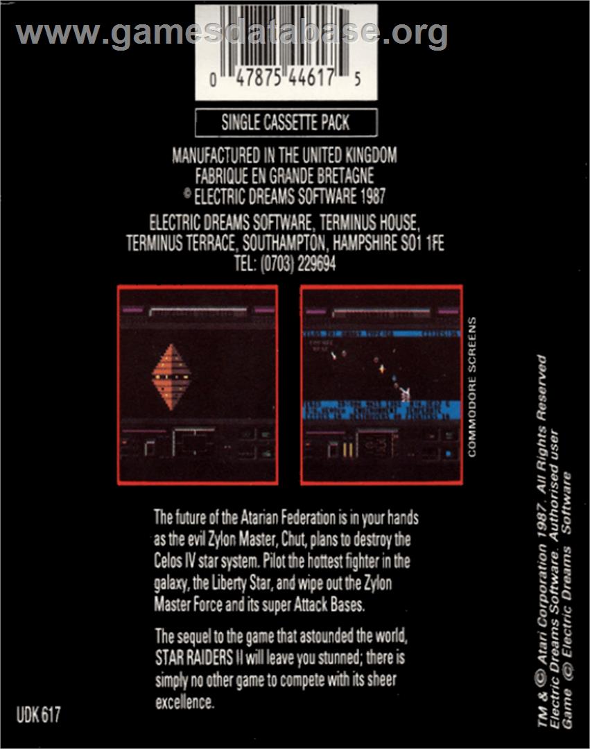 Star Raiders II - Commodore 64 - Artwork - Box Back