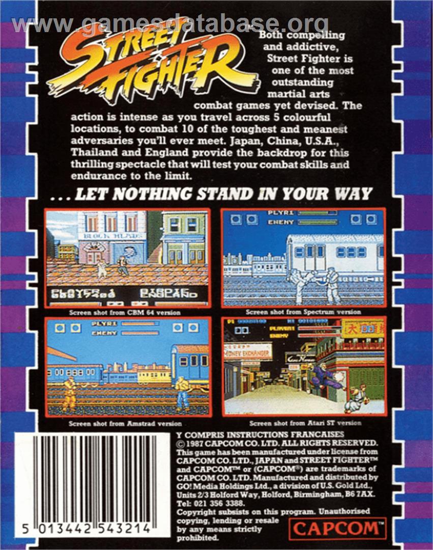 Street Fighter - Commodore 64 - Artwork - Box Back
