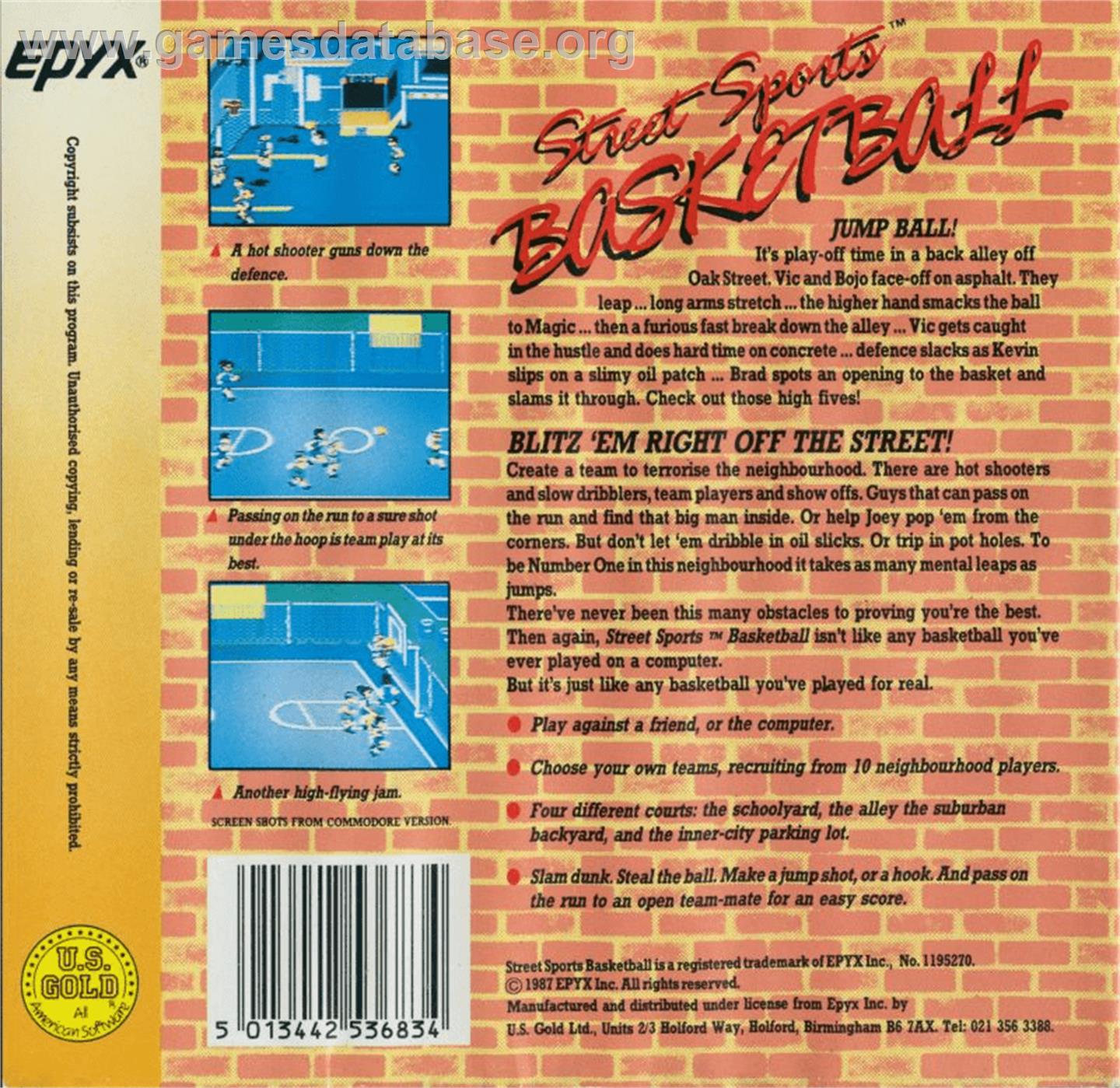 Street Sports Basketball - Commodore 64 - Artwork - Box Back