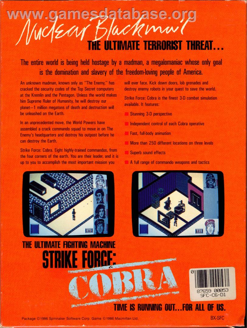 Strike Force Cobra - Commodore 64 - Artwork - Box Back