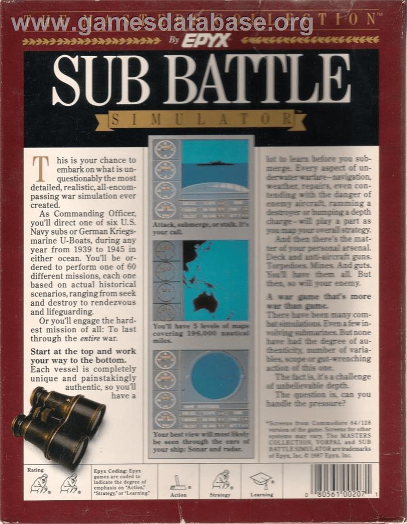 Sub Battle Simulator - Commodore 64 - Artwork - Box Back
