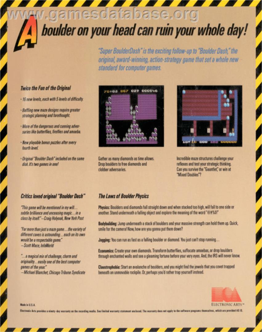 Super Boulder Dash - Commodore 64 - Artwork - Box Back