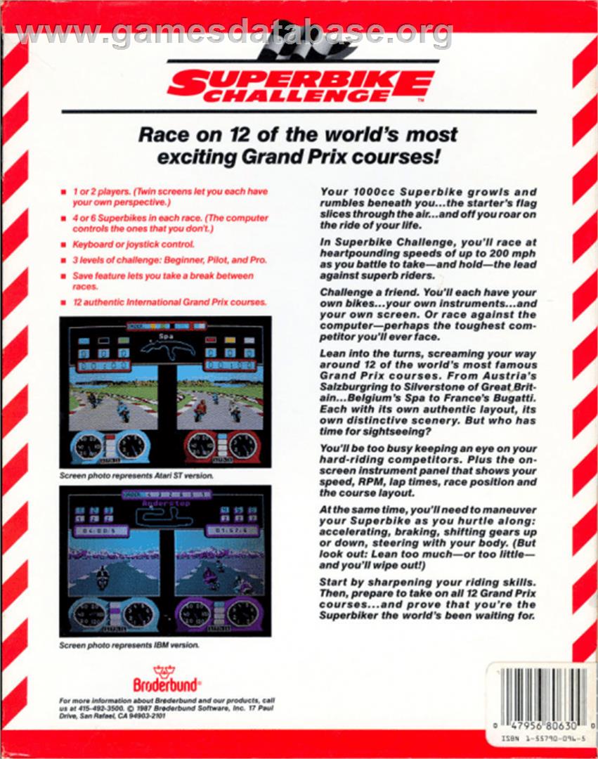 Superbike Challenge - Commodore 64 - Artwork - Box Back
