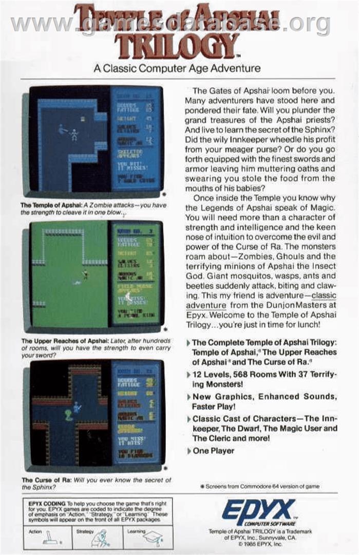 Temple of Apshai Trilogy - Commodore 64 - Artwork - Box Back