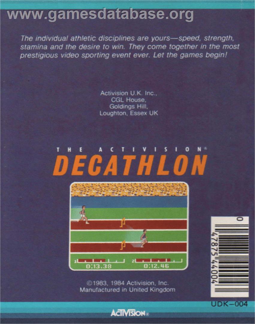 The Activision Decathlon - Commodore 64 - Artwork - Box Back