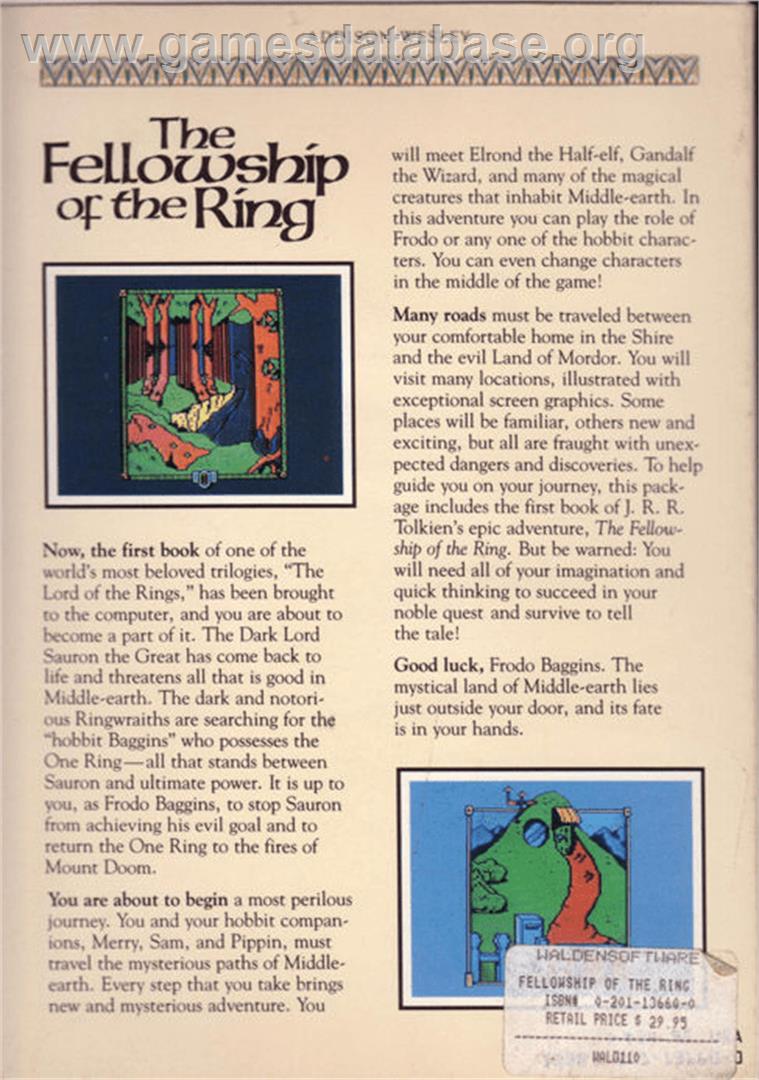 The Fellowship of the Ring - Commodore 64 - Artwork - Box Back