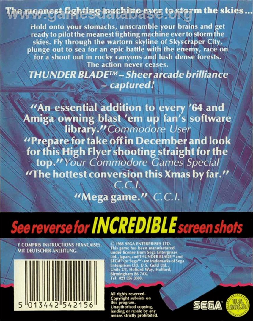 ThunderBlade - Commodore 64 - Artwork - Box Back