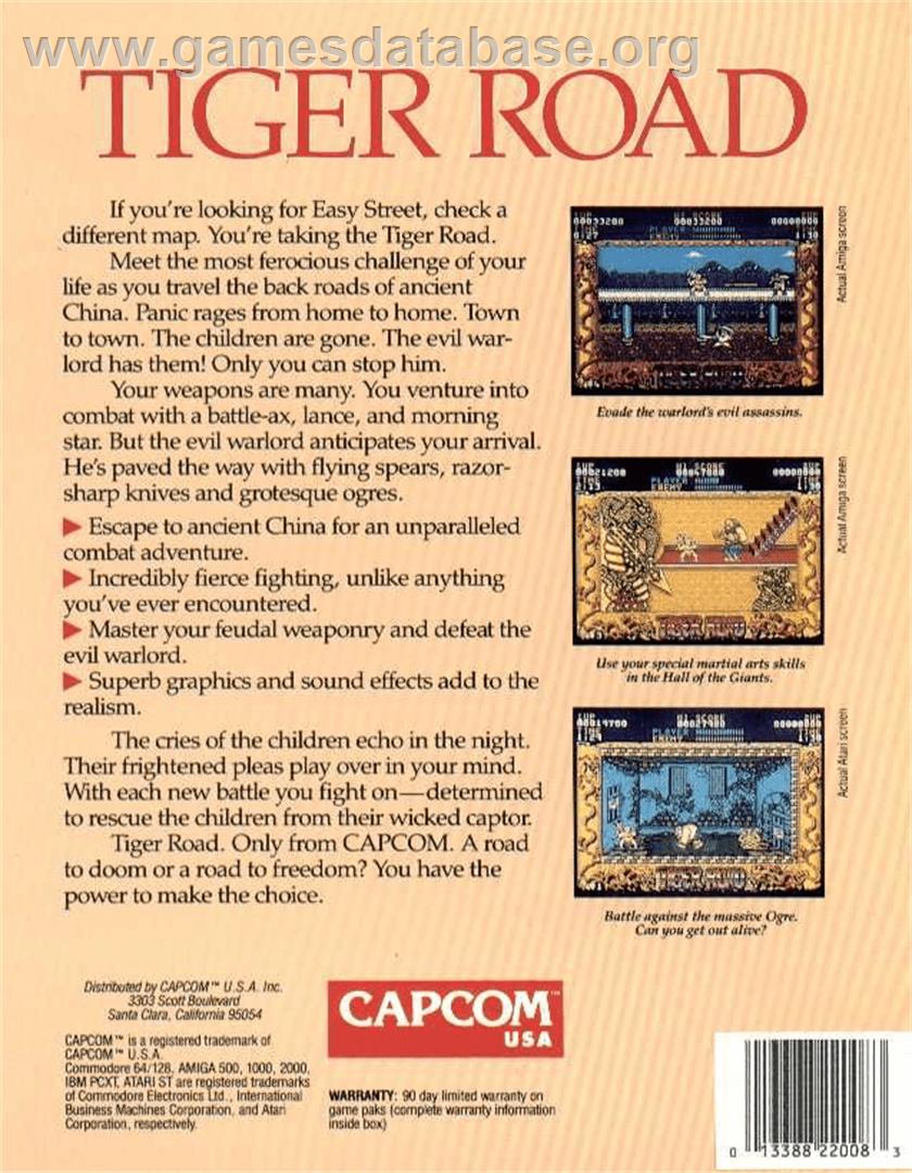 Tiger Road - Commodore 64 - Artwork - Box Back