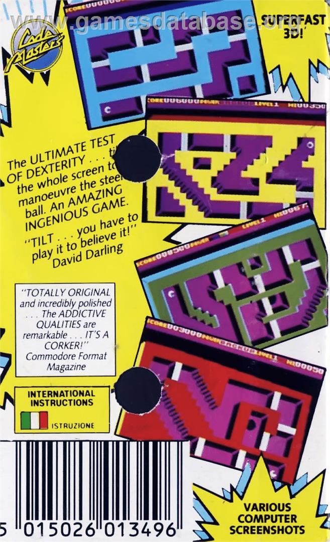 Tilt - Commodore 64 - Artwork - Box Back