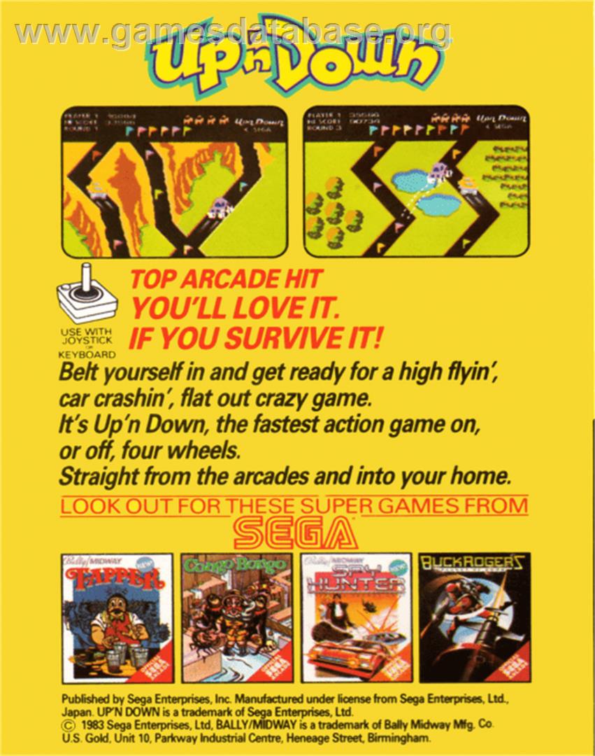 Up 'n Down - Commodore 64 - Artwork - Box Back