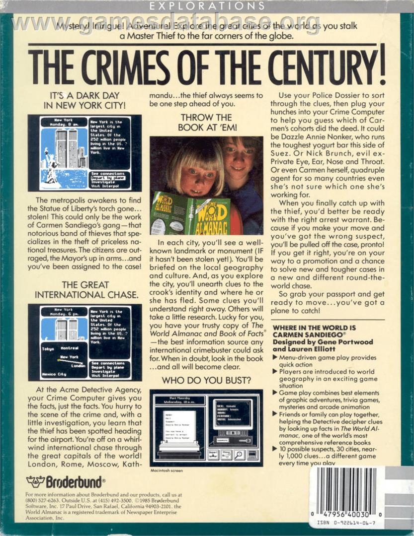 Where in the World is Carmen Sandiego? - Commodore 64 - Artwork - Box Back