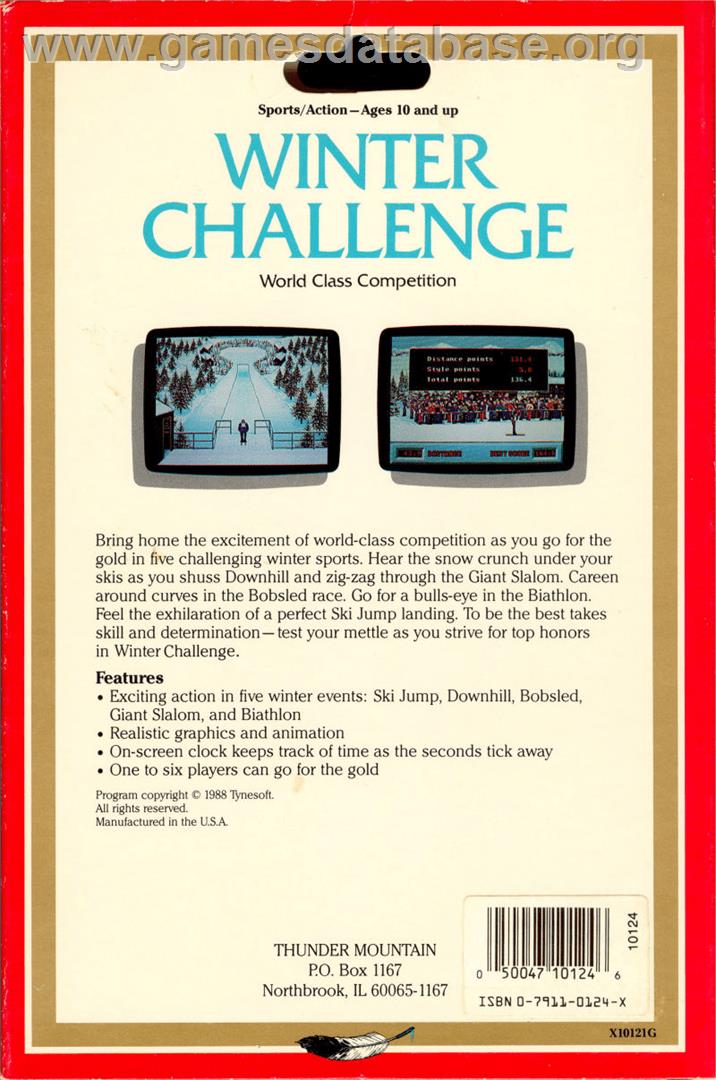 Winter Challenge: World Class Competition - Commodore 64 - Artwork - Box Back