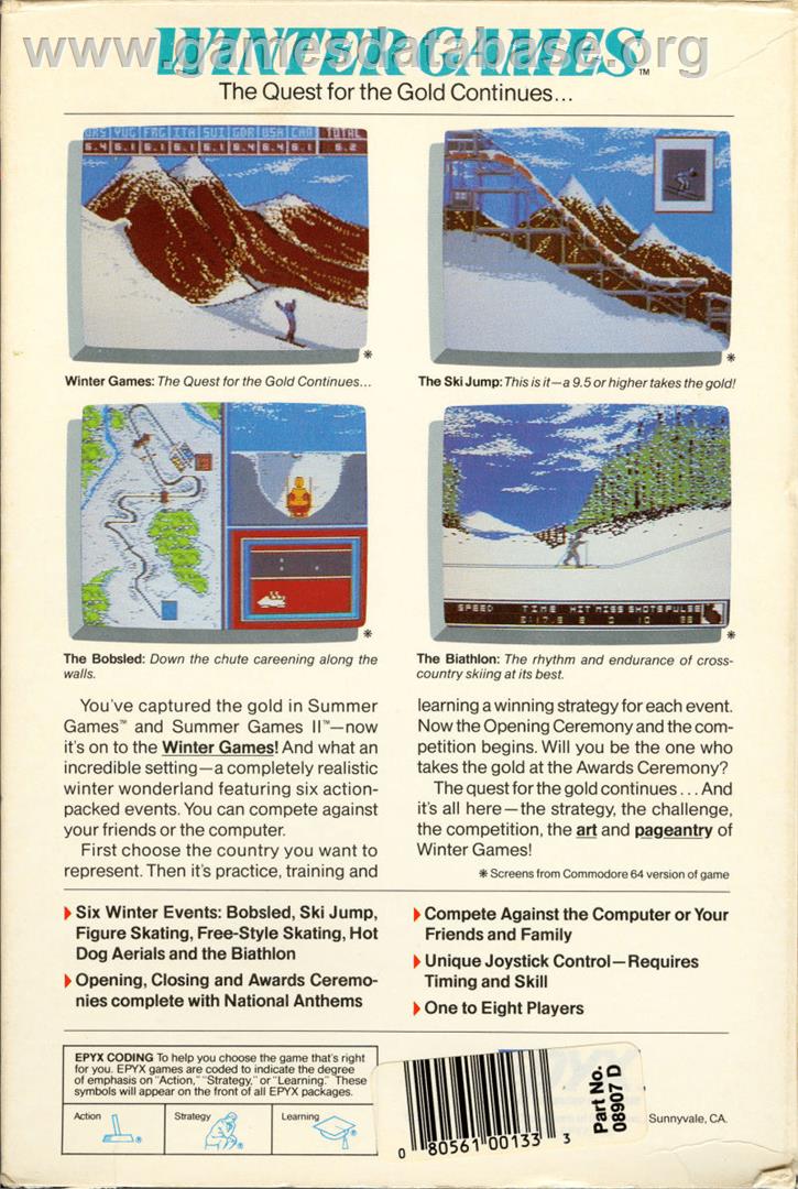 Winter Games - Commodore 64 - Artwork - Box Back