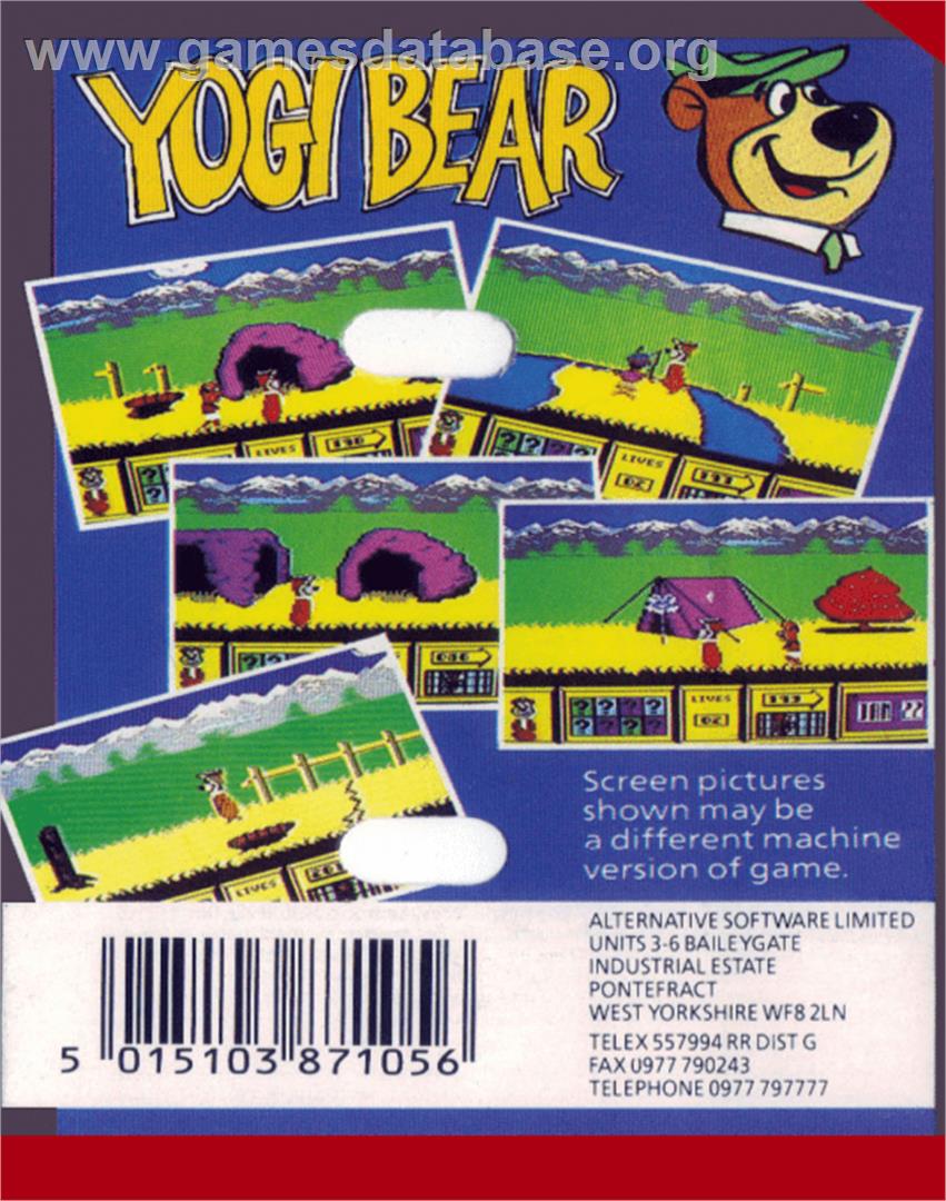 Yogi Bear - Commodore 64 - Artwork - Box Back