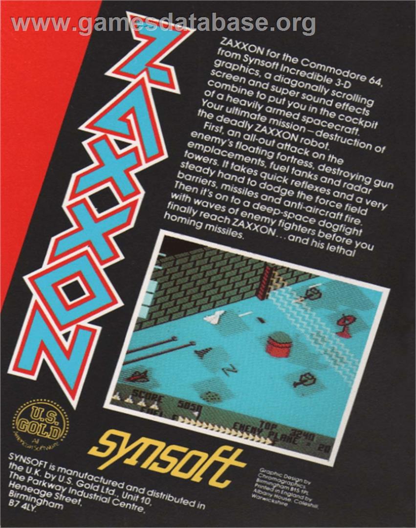 Zaxxon - Commodore 64 - Artwork - Box Back