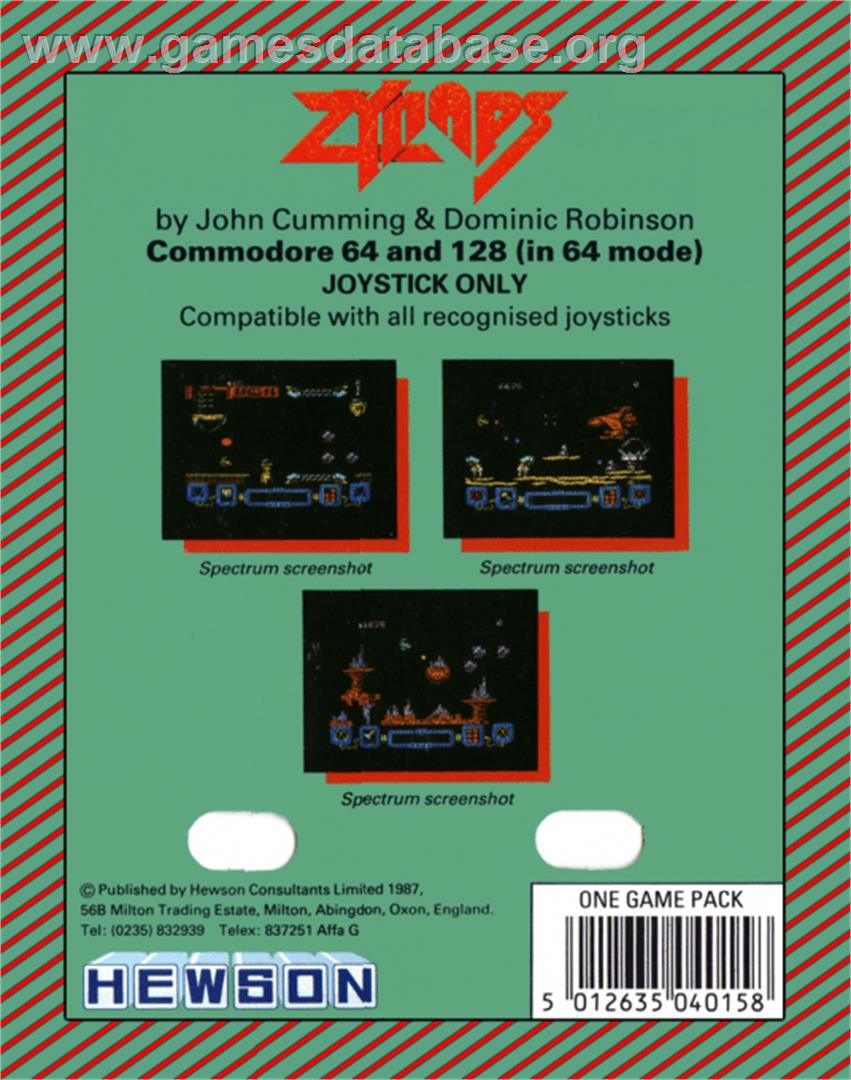 Zynaps - Commodore 64 - Artwork - Box Back